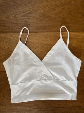 White Satin V-Neck Cami Crop Top